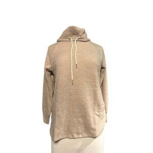 Cozy Beige Turtleneck Pullover Sweater With Drawstring For Women SP